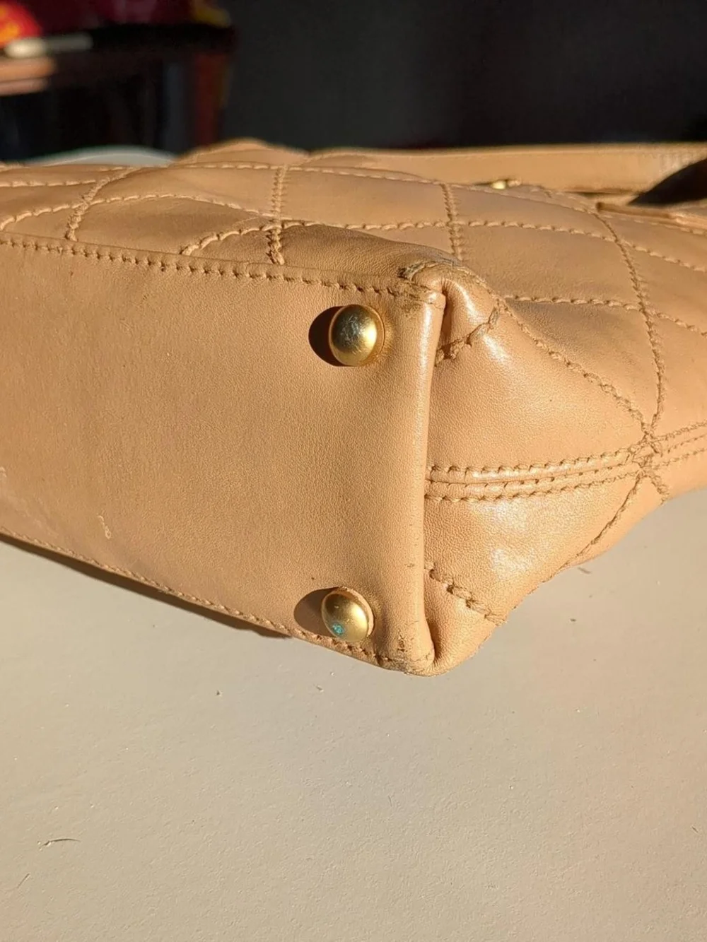 Chanel Quilted Leather Tote Bag in Light Tan - Picture 5 of 10